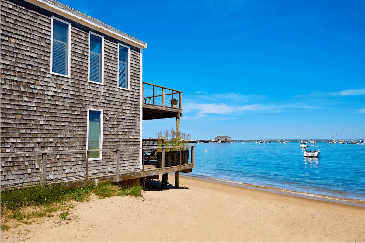 Shingled single-family home near the water in coastal Quincy, Massachusetts